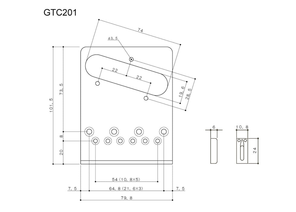 Gotoh GTC201 Hardtail Bridge for Telecaster Electric Guitar, Chrome
