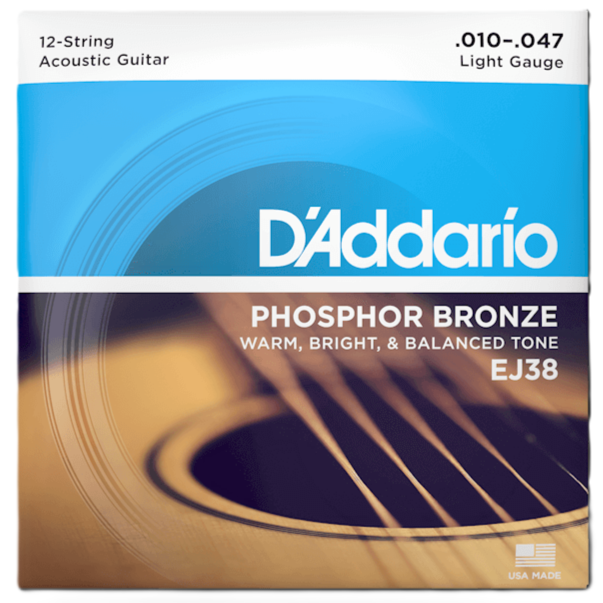 D'Addario EJ38 Phosphor Bronze, 10-47, Light Acoustic Guitar Strings