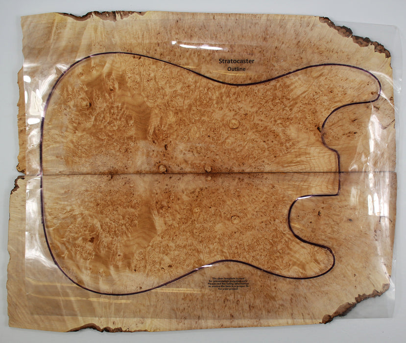 Maple Burl Guitar Set, 4A Figured, 7.3mm (0.28") thick - Stock# 40172