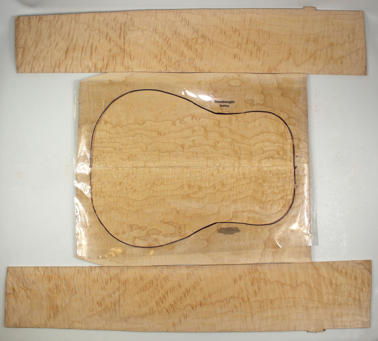 Maple Quilt Back & Side Set, Highly Figured, Dreadnought - Stock #40260