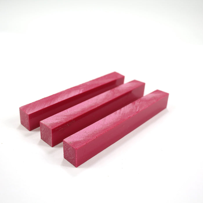 3 Acrylic Pen Blanks 6" long " Pink " Stock #40294