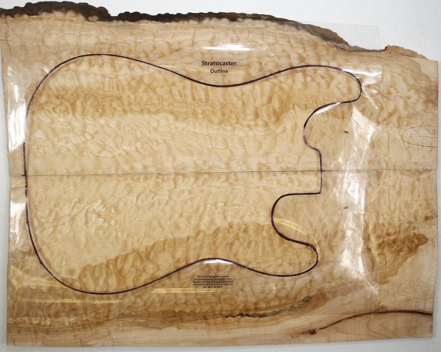 Maple Quilt Guitar Set, 3A Highly Figured, 7.7mm (0.3") Thick - Stock #40321