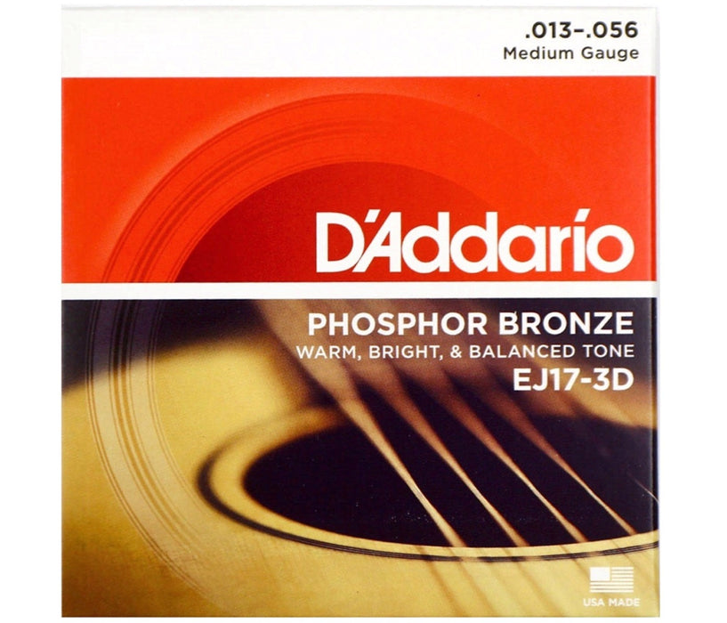 D'Addario EJ17 Phosphor Bronze Acoustic Guitar Strings, Medium, 13-56