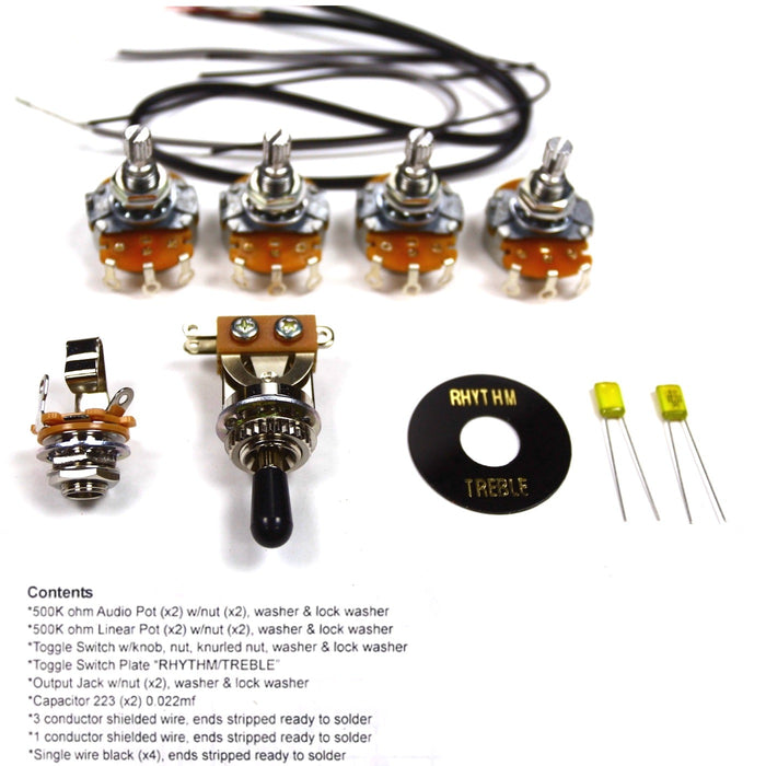 Wiring Kit for LP type Guitars, with diagram, Black