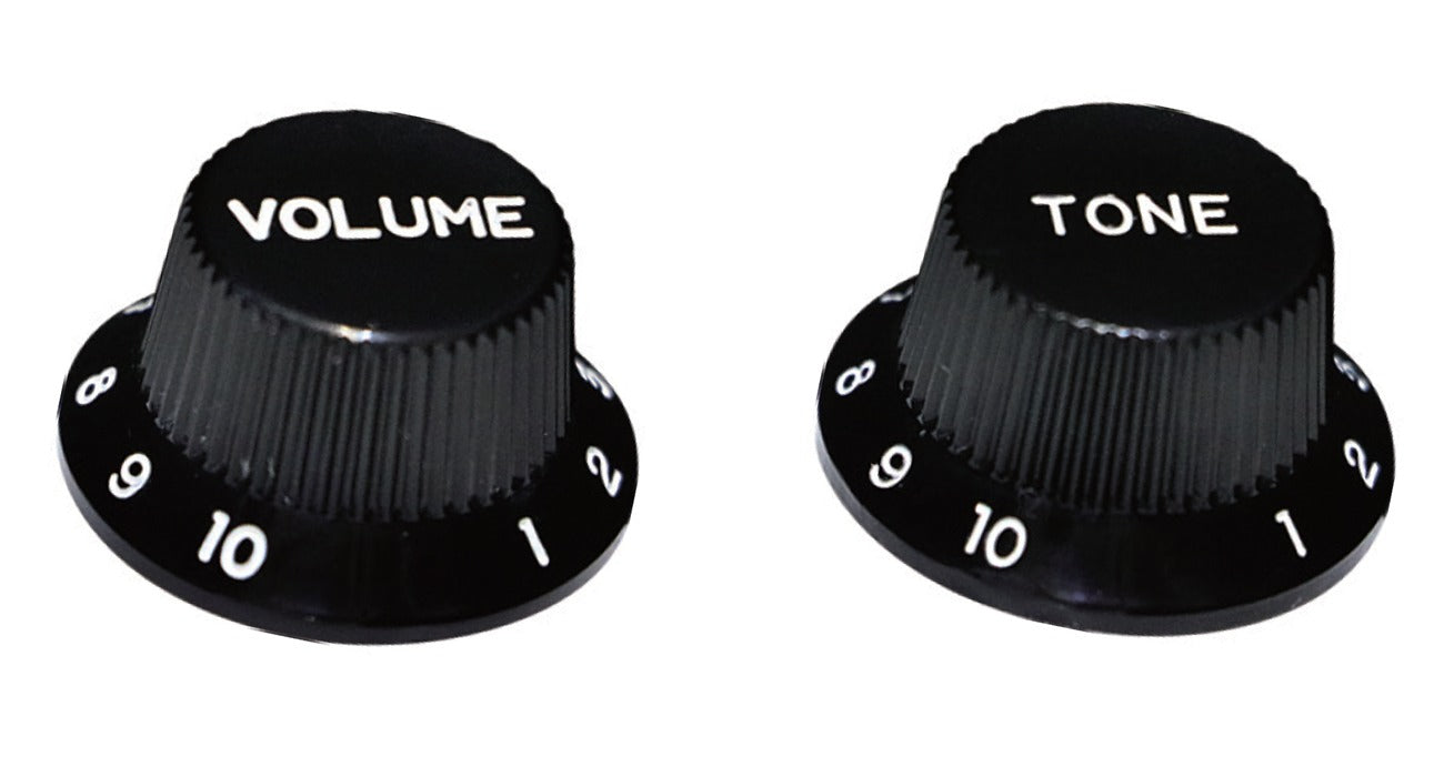 Top Hat Control Knob for Fender Strat style guitars, Black CTS (inch)