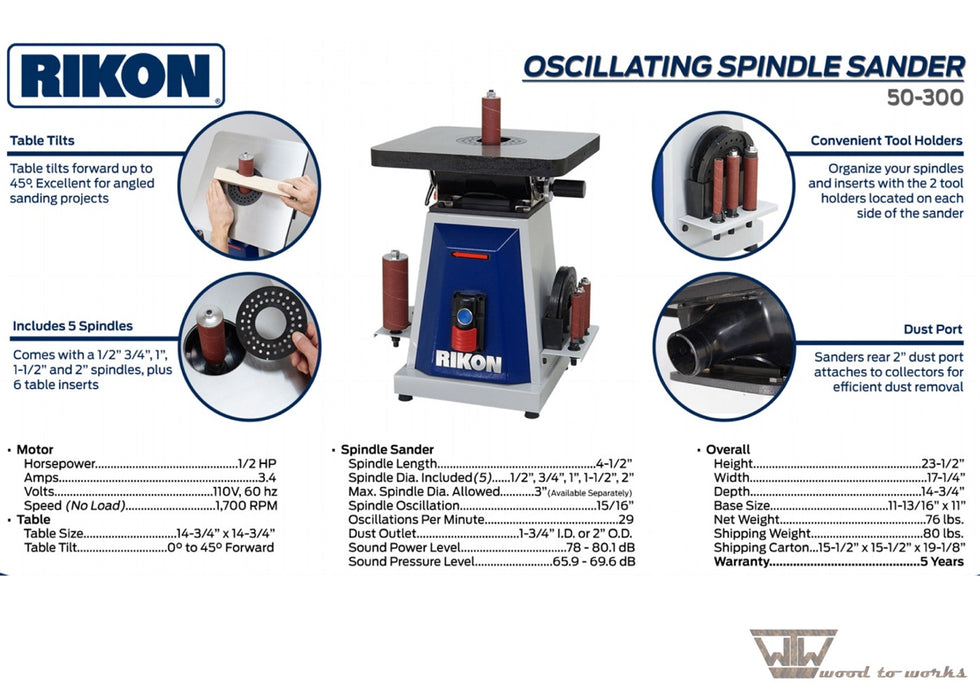 Rikon Oscillating Spindle Sander — Cascadia Woodcraft & Lutherie Supply