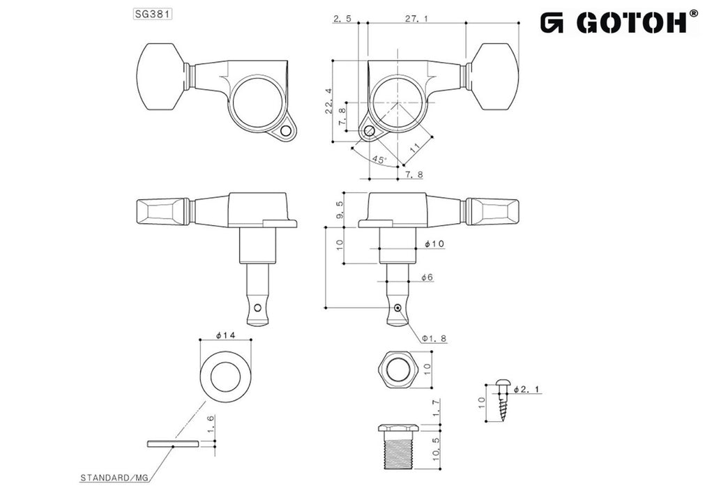 Gotoh SG381-C-07 Tuner, Chrome Finish (1 LEFT Tuner)