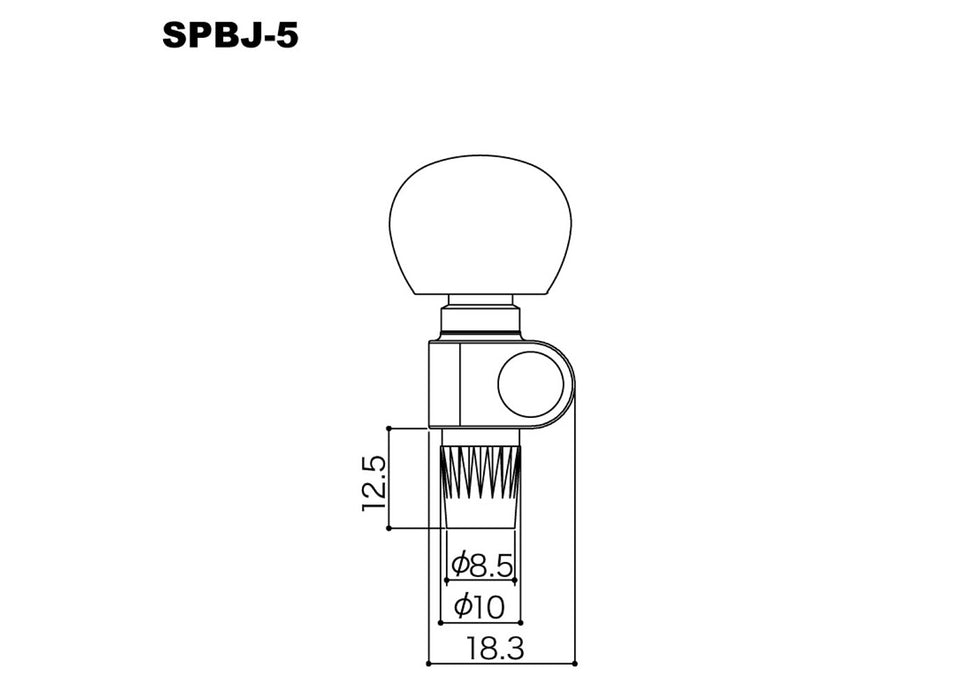 Gotoh SPBJ-5-AIB-N 5th-string Banjo Tuner, Nickel w/ Black knob