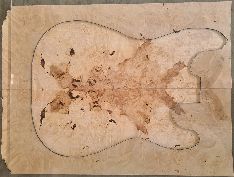 Spalted Maple Burl Guitar set, 0.30" thick (+3A FIGURED) - Stock# 3-0086B